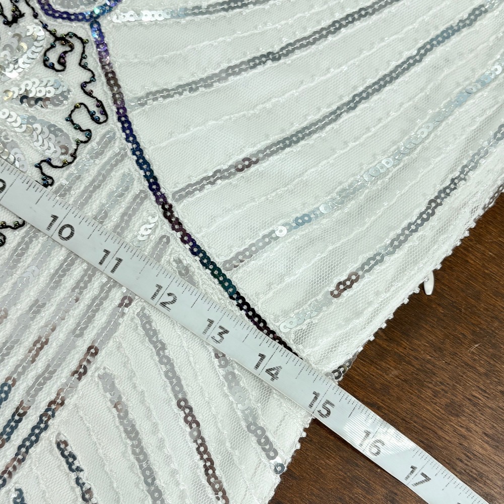 1920s Gatsby Flapper Dress Small Sequin Beaded Fringe Capelet Headpiece Jazz Age - Picture 12 of 14